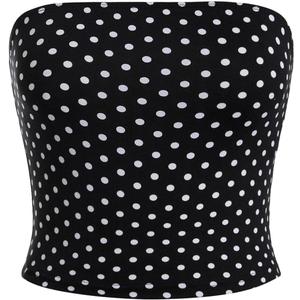 WDIRARA Women's Leopard Print Strapless Sleeveless Crop Tube Top Summer Y2k Bandeau Tops (Black, XL)