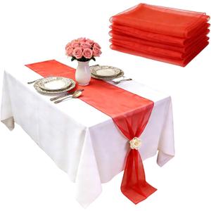 10-Pack Gauze Table Runner,12 x 108 Inch Cheesecloth Table Runner,Red Cheesecloth Table Runner,Seasonal Sheer,Organza Table Runners for Holiday Wedding Birthday Baby Shower Decor Holiday Decorations