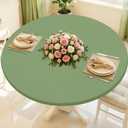Round Spandex Tablecloth, Elastic Fitted Waterproof Tablecloths for 45"-56" Tables, Stretch Washable Picnic Table Cover for Camping, Dining, Indoor and Outdoor, Sage Green