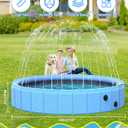 EPN Foldable Dog Pool with Sprinkler, Large Non-Slip PVC Pet Bath, 132 Inch | 2-in-1 Pet Bath and Sprinkler with Non-Slip Base for Dogs and Kids, Ideal for Backyard Cooling, Bathing and Summer Water Play