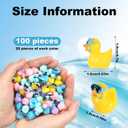 100pcs Summer Beach Ducks, Mini Resin Ducks Colorful Duck Figurines with Surfing Glasses Surfboards for Baby Shower Miniature Garden Landscape DIY Dollhouse Potted Plants Pool Party Decoration