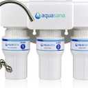Aquasana Under Sink Water Filter | 3-Stage Filtration | Certified to Reduce up to 99.99% of PFAS, Lead, Chlorine, & More | Under Counter Drinking Water Filter | Brushed Nickel Faucet | AQ-6300-BN
