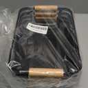 4 Pcs Metal Wire Basket with Wooden Handles Mesh Steel Storage Organizer Bin Containers for Home Organizing Cabinet Pantry Closet Kitchen Fridge Fruit Makeup Snacks Gifts(Small,Black)