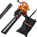 LawnMaster BV1210 Electric Blower Vacuum Mulcher 12 Amp 2-Speed Adjustment with Metal Impeller 240 MPH 380 CFM 16:1 Mulch Ratio with Collection Bag