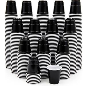 Lilymicky 600 PACK 2 oz Plastic Shot Glasses, Mini Black Disposable Shot Cups for Parties, Carnivals, and Any Events