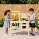 Outdoor Play Kitchen for Kids, Mud Kitchen with Water Faucet, Dual-Sided Chalkboard, Storage Shelves, Cups, Removable Sink, and Pretend Stove – Backyard Toddler Playset for Boys and Girls, 5.5 x 32 x 14 inches