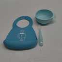 Chicco Easy Start Silicone Feeding Set | Dishes for Baby-Led Weaning | Suction Bowl | Adjustable Silicone Bib | Soft Silicone Spoon | BPA-Free | 3 Piece Set | 6m+ | Teal