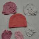 BQUBO Newborn Baby Girls Hats Mittens Set Hospital Hat Beanie Infant Bow Hats Baby Cotton Gloves for 0-6 Months
