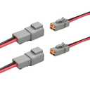 2 Sets DTP 2 Pin Waterproof Connector,Male and Female Electrical Connectors Wiring Harness 12 AWG Cable Wire for Car,Truck,Boats LED