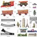 TEMI Train Set for Kids Toddlers 3-5, Train with Steam Engine, Cargo Car and Long Track, Rechargeable Battery Play Red Train Toys with Smoke, Light & Sounds, Gift for Boys & Girls 4-7 Years (Red-medium Size)