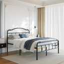 BOSRII 18 Inch Full Size Metal Bed Frame with Headboard and Footboard Heavy Duty Platform Bed Vintage Iron Wrought Frames Steel Slats, Easy Assembly, No Box Spring Needed, Noise Free, Black