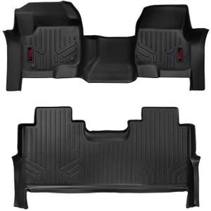 Rough Country All Weather Floor Mats Set for Ford F-250/F-350 SuperDuty (2017-2025) CrewCab with Bench Seat - Non-Slip Waterproof Flexible Floor Mat, Front & Rear Set