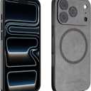 SU - Suede Case for iPhone 17 Pro Max Premium Gray Suede Magnetic Case - Compatible with MagSafe, Shield Slim & Protective Design Cover, Wireless Charging for iPhone 17 Pro Max (Dark Grey (Suede))