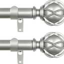 Curtain Rods 2 Pack 32 to 43 Inches, HOTOZON Curtain Rods for Windows 20 to 39 Inches, Adjustable Heavy Duty Drapery Rod with Netted Texture Finials, Antique Silver