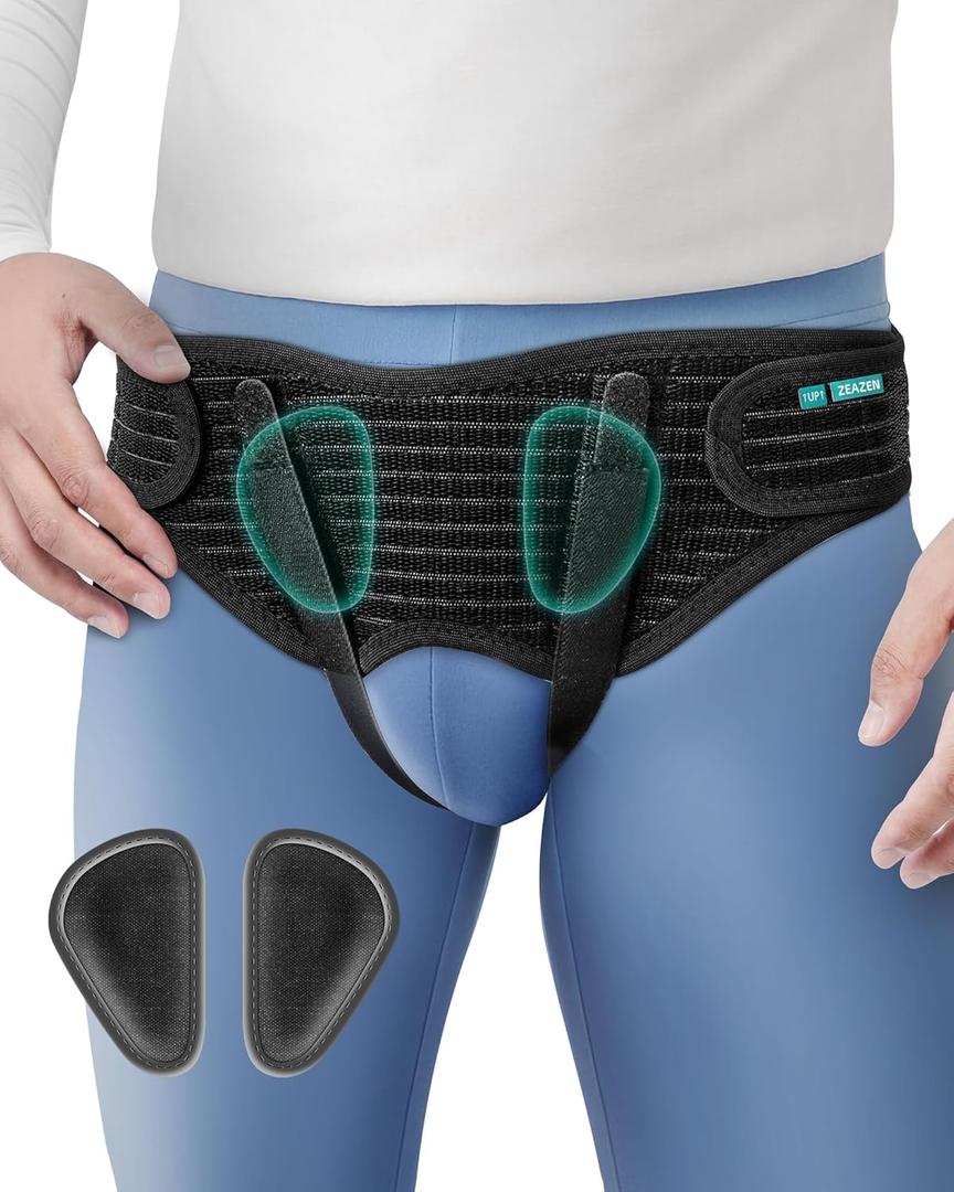 Large Hernia Support Belt for Men  Adjustable Groin Brace for Inguinal Hernia Relief, Breathable Compression, Discreet Daily Wear for Post Surgery Recovery (Black, Large)