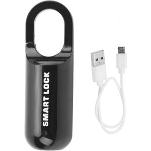 Combination Lock, Fingerprint Padlock AntiTheft Security USB Rechargeable Thumbprint Padlock for Luggage Case (Black)