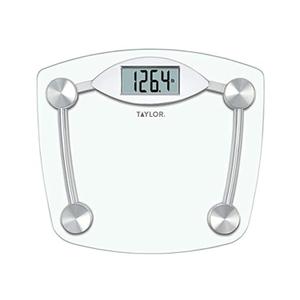 Taylor Digital Bathroom Scale, Body Weight Scale, Instant On and Off, 400 lb Capacity, Sturdy Clear Glass with Chrome-Finish Base