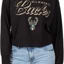Ultra Game Women's NBA Super Soft Crop Top Pullover Sweatshirt (Medium, Black)