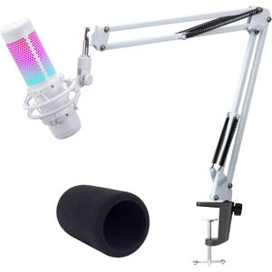 White Boom Arm for HyperX QuadCast S - White Mic Arm Compatible with Hyperx Quadcast White Microphone, Premium Microphone Boom Arm Stand by YOUSHARES