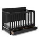 Graco Hadley 5-in-1 Convertible Crib with Drawer (Black)  Combo, Includes Full-Size Nursery Storage, Converts from Baby Crib to Toddler Bed, Daybed