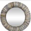 Deco 79 Banana Leaf Room Wall Mirror Entryway Mirror with Coiled Frame and Blue Accents, Wall Mounted Mirror 35" x 3" x 35", Gray
