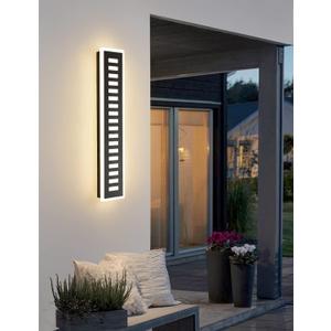 Modern Outdoor Wall Light,24W LED 3000K Black Exterior Lighting Fixture,23.6in Waterproof Acrylic Porch Sconce for Patio,Garage,Courtyard
