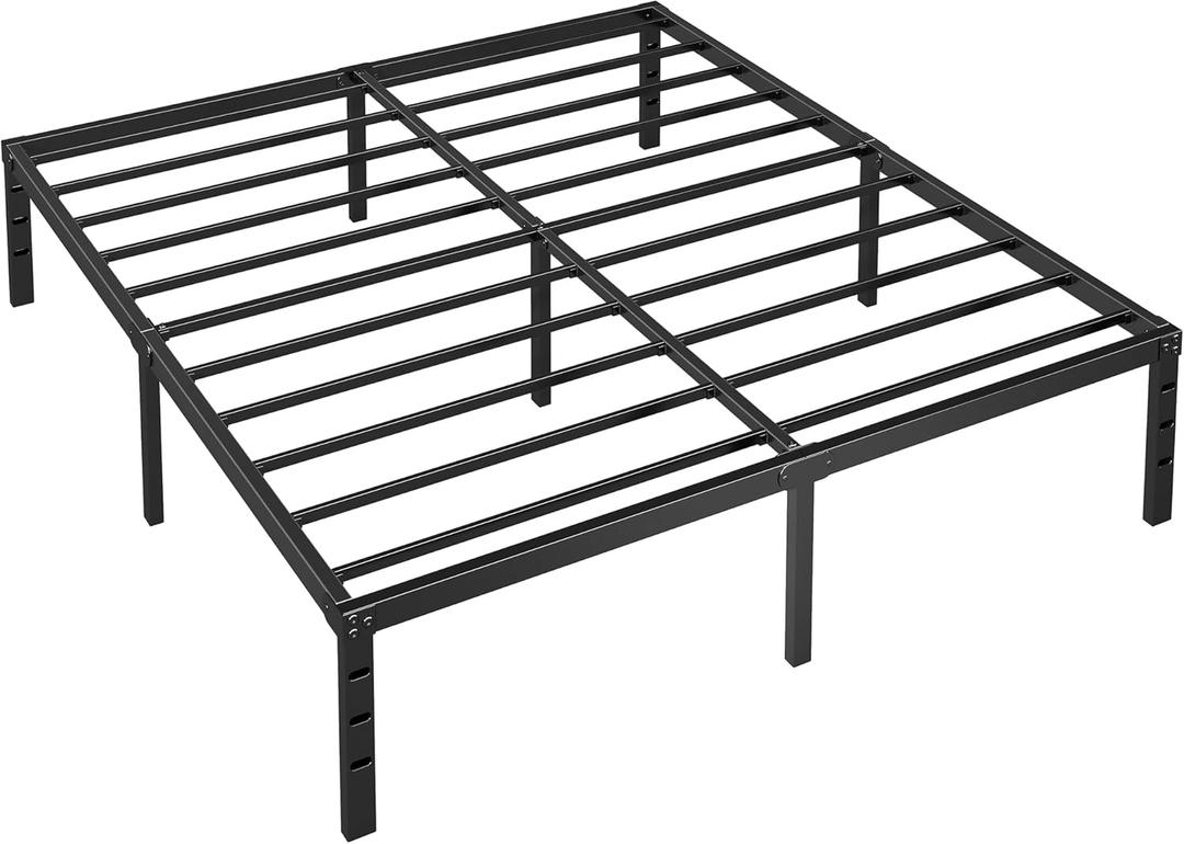 Metal Platform Bed Frame Queen Size, 18 Inch Height with Heavy Duty Steel Support, No Box Spring Needed, Easy Assembly and Underbed Storage,Black