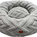 ShinHye Dog Bed for Small Dogs & Cats, Washable Calming Round Pet Bed with Non-Slip Bottom, Soft Indoor Puppy Bed(LX-Grey-20x20)