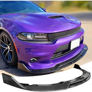 Front Bumper Lip Splitter Spoiler Fit for Dodge Charger SRT Hellcat/RT Scat Pack/Daytona/RT 392 2015-2023 Carbon Fiber Style Coating 4pcs Accessories Air Chin Body Kit