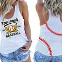 Women Baseball Tank Tops Game Day Sleeveless Tops Baseball Heart Graphic Tee Vest Casual Softball Mom Tee Tops