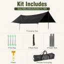 Waterproof Camping Tarp Hammock Rain Fly -14.79.8ft with 2 Poles, Mutifunctional Tent UV Protection Lightweight Tarp, for Camping, Outdoor, Traveling, Hiking (Quadrilateral, Black), 3x4.5m