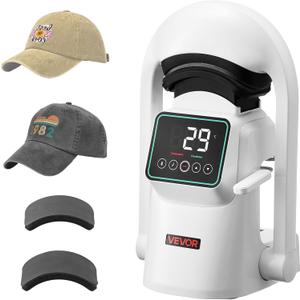 VEVOR Auto Hat Heat Press Machine, with 2pcs Interchangeable Platens, Automatic Open and Release, Touchscreen for Precise Time and Temperature Control, Heat Transfer Printing for Caps, Hats, White