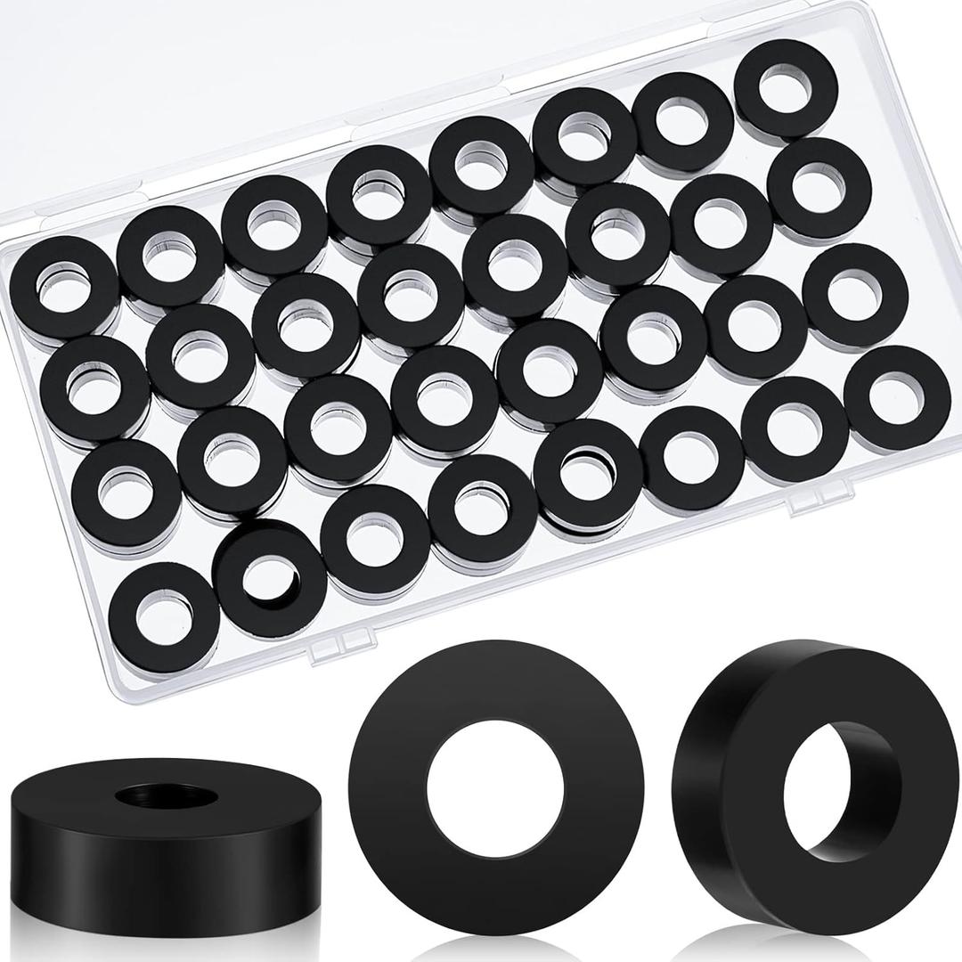 Fabbay 50 Pack Rubber Washers Assortment Kits, 3/4" OD x 3/8" ID x 1/4" Thickness Anti Vibration Neoprene Rubber Spacer Black Round Bushing for Home Hose Garden Screw Car Accessories