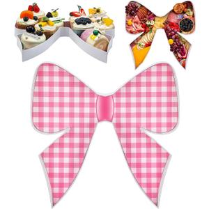 Mimorou 1 Pcs Pink Bow Party Decorations Disposable Bowtie Charcuterie Board for Baby Shower Baby Birthday Food Bow Tray Girl Coquette Serving Charcuterie Letter Fillable Plate for Wedding Supplies