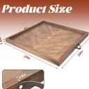 Large Square Ottoman Tray, 24"x24" Wooden Ottoman Trays with Leather Handles, Rustic Decorative Storage Tray for Ottoman