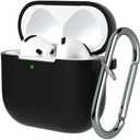 Pack of 2 AZF for AirPods 4th Generation Case,Compatible with AirPods 4th Gen (2024) (USB-C), Compatible with MagSafe, Military Grade Soft Silicone Drop Protection Case（with Keychain） (Black)