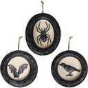 Chonsun Halloween Decorations Indoor 5.9 Inch Skull Spider Crow Bat Figurines Halloween Sculpture Hanging Ornaments