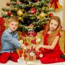 2 FT Jesus Iron Christmas Tree Ornament Display Stand with Hanger Hook Metal Ornament Display Tree Stand Hanger for Jesus Christmas Balls Bauble Decorations Gift Craft Tabletop (Gold)