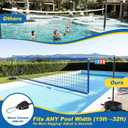 Pool Volleyball Net with Scoreboard, Adjustable Width (15-32 FT) Height (4-7.5 ft) Pool Volleyball Set with Water Base, LED Light