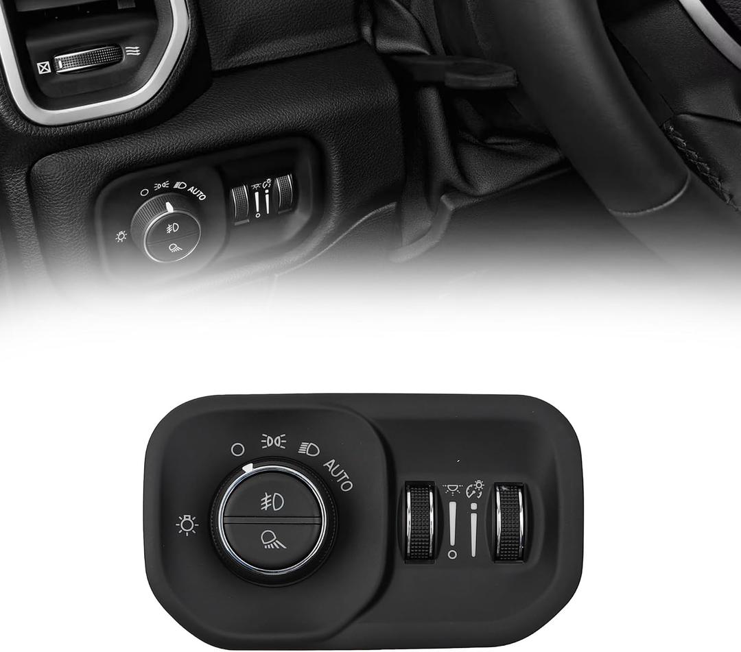 Dasbecan Headlight Fog Light Switch Compatible with 2019-2024 Dodge Ram 1500/2500/3500 Headlight Lamp Control Moudle Replace# 68156061AD