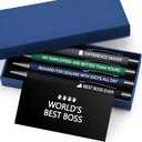 Ctosree 4 Pcs Valentine Fancy Pen Gift Set for Men Black Ink Ballpoint Pens & Gift Box with Cards for Men Job Gratitude Motivation Birthday Office Writing Gifts Occupations Enthusiasts(Boss)