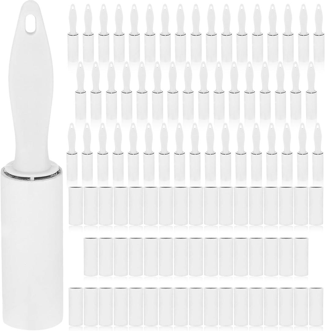 Hushee 50 Pack Mini Lint Rollers 3000 Sheets Travel Size Lint Roller Small Portable Remover for Couch Furniture Clothes Cat Hair Removal 5.9 x 1.1 Inches(White)