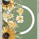 ICEDIO for iPhone 17 Case with Screen Protector - Wireless Charging Compatible, Enhanced Camera Protection,Slim Fit - Clear Cover with Trendy Floral Design for Women - Sunflowers and Yellow Floral