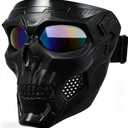 Airsoft Mask Full Face with HD Goggle Skull Skeleton Paintball Mask for Halloween Cosplay Paintball Game Props Party Tactical Mask, S