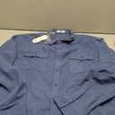 COOFANDY Men's Button Down Waffle Shirt Jacket Casual Long Sleeve Shacket Lightweight Overshirts with Flap Pockets (X-Large, Denim Blue)