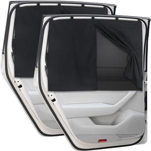 Car Window Shades, 2 PCS Magnetic Double Layer Auto Sun Shade for Side Windows Privacy Full Covers/Half Shade Options Back Car Window Curtains for Baby Protection, One Size