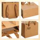Qilery 50 Pcs Wedding Paper Gift Bags Bulk with Tissue Paper Small Gift Bags with Handle and Tags for Birthday Wedding Mothers' Day Party Business(Brown,4.7 x 2.4 x 3.9'')