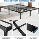 OLIXIS Metal King Bed Frame - 14in High with Storage Space, No Box Spring Needed with Sturdy Steel Slat Support, 2200LBS Heavy Duty for Easy Assembly, Black for Bedroom