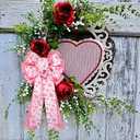 Suncalla 2 Pcs Large Valentines Day Tree Topper Bow with Heart 19.6'' x 11.8'' Pink Bows for Wreaths Decorations Front Door for Valentine's Day Wedding Holiday Party Wall Home Front Door Outdoor