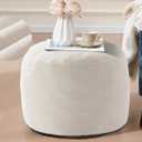 Pouf Ottoman Foot Rest 20"x15" Footstools and Ottomans Small with Filling Cream Small Beige Ottoman Foot Rest Ivory Poofy Ottom Stool Soft Poofs/Ottomans Furniture Living Room Ottom Footstool